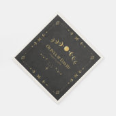 Celestial Gothic Black and Gold Wedding Napkins スタンダードランチョンナプキン (角)