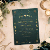 Celestial Gothic Dark Teal Wedding 招待状
