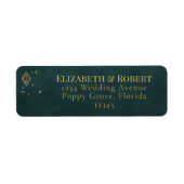 Celestial Gothic Dark Teal Wedding Address Label ラベル (正面)