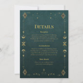 Celestial Gothic Dark Teal Wedding Details Card 招待状 (正面)