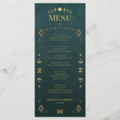 Celestial Gothic Dark Teal Wedding Menu Card メニュー (正面)