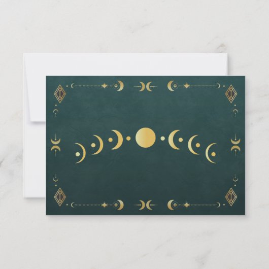 Celestial Gothic Dark Teal Wedding RSVP Card (裏面)