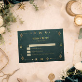 Celestial Gothic Dark Teal Wedding RSVP Card