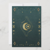 Celestial Gothic Dark Teal Wedding Save the Date セーブザデート (裏面)