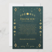 Celestial Gothic Dark Teal Wedding Thank You Card サンキューカード (正面)