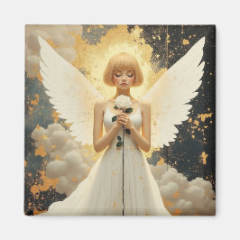 Celestial Grace | プリティエンジェルとバラ マグネット