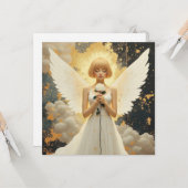 Celestial Grace | 可愛い天使とバラのブランク カード (正面/裏面インサイチュ)