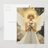 Celestial Grace | 可愛い天使とバラ ポストカード (正面/裏面)