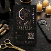 Celestial Hair Studio ラグジュアリーブラックゴールドQRサロン 名刺
