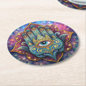 Celestial Hamsa  ラウンドペーパーコースター (アングル)