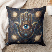 Celestial Hamsa Hand & Evil Eye Cosmic Protection  クッション (ブランケット)