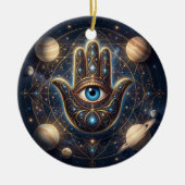 Celestial Hamsa Hand & Evil Eye Cosmic Protection  セラミックオーナメント (正面)