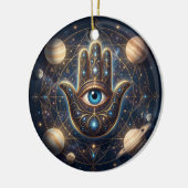 Celestial Hamsa Hand & Evil Eye Cosmic Protection  セラミックオーナメント (左)