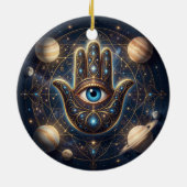 Celestial Hamsa Hand & Evil Eye Cosmic Protection  セラミックオーナメント (裏面)