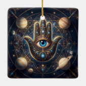 Celestial Hamsa Hand & Evil Eye Cosmic Protection  セラミックオーナメント (裏面)