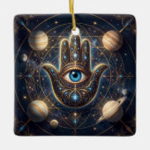 Celestial Hamsa Hand & Evil Eye Cosmic Protection  セラミックオーナメント (正面)