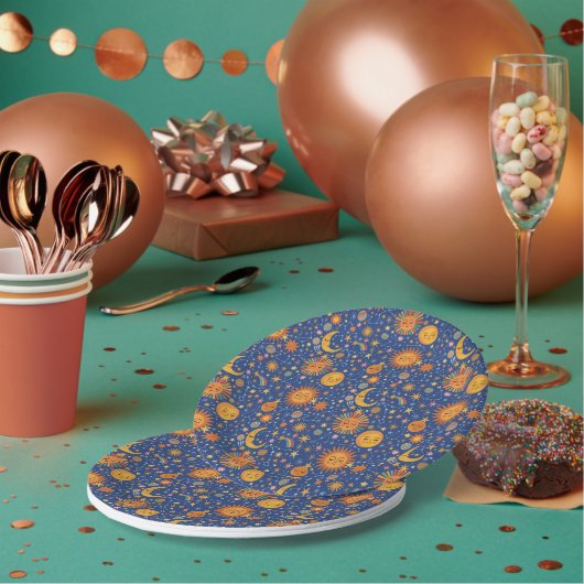 Celestial Hand Drawn Pattern - Paper Plates ペーパープレート (複数)