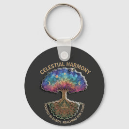 Celestial Harmony Tree - Cosmic Meditation Mandala キーホルダー