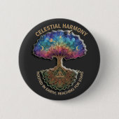 Celestial Harmony Tree | Cosmic Meditation Mandala 缶バッジ (正面)