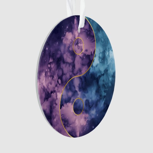 Celestial Harmony: Watercolor Nebula Yin Yang オーナメント (正面)