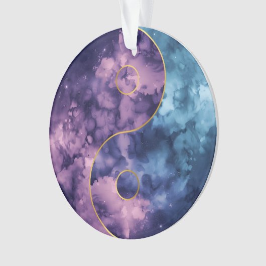 Celestial Harmony: Watercolor Nebula Yin Yang オーナメント (正面)