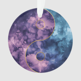 Celestial Harmony: Watercolor Nebula Yin Yang オーナメント