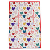 Celestial Hearts: Navy, Gold, Crimson Watercolor ミディアムペーパーバッグ (裏面)