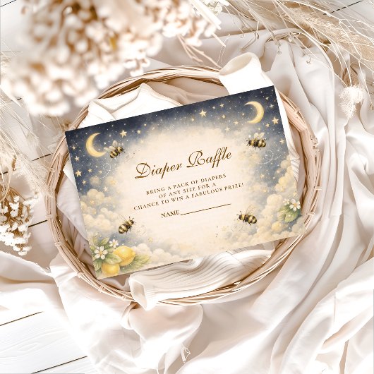 Celestial Honey Bee Baby Shower Diapper Raffle エンクロージャーカード