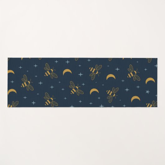 Celestial Honeybee Yoga Mat – Moon & Stars Pattern ヨガマット (正面(横))