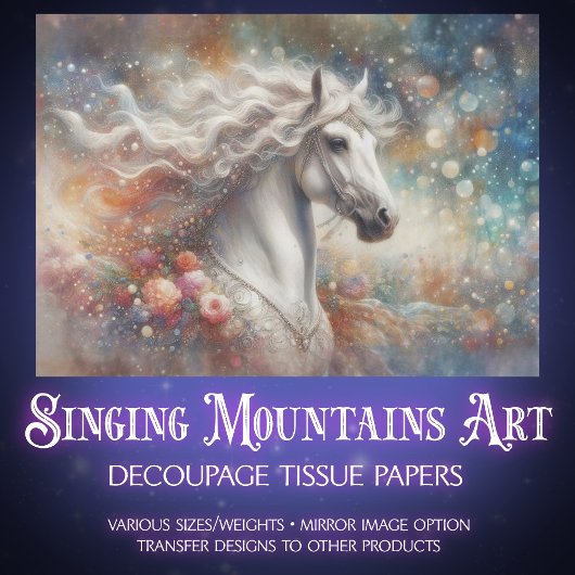 Celestial Horse Fantasy Galaxy Decoupage 薄葉紙