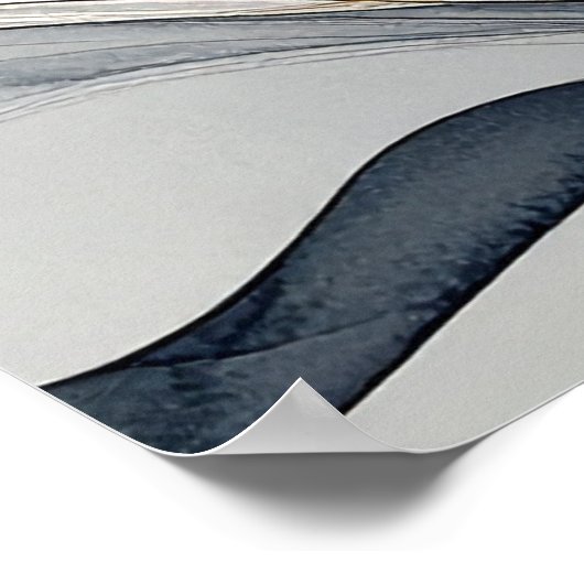 Celestial Indigo & Gold Bloom: Modern Minimalist F ポスター (角)