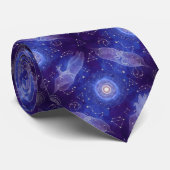 Celestial Indigo Watercolor Space Constellation ネクタイ (ロール)