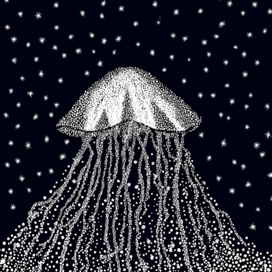 Celestial Jellyfish Dot Art Dreamscape stars iPhoneケース