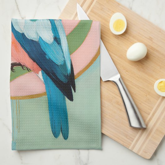 Celestial Kingfisher: A Study in Azure and Gold キッチンタオル (四つ折り)