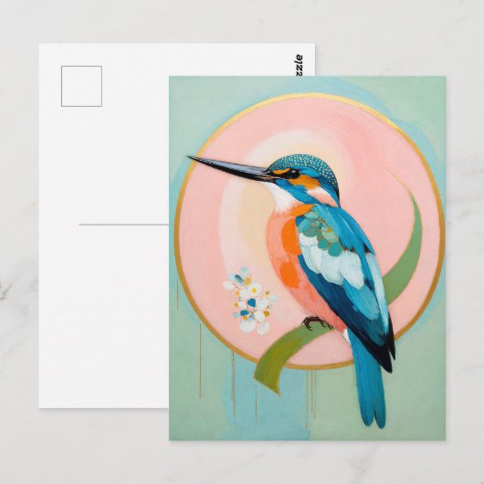 Celestial Kingfisher: A Study in Azure and Gold ポストカード (正面/裏面)