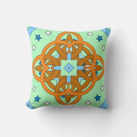 Celestial Knot Art Prints | Unique Star Patterns クッション (正面)