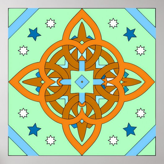 Celestial Knot Art Prints | Unique Star Patterns ポスター (正面)