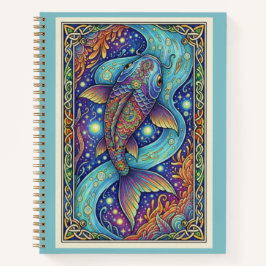 Celestial Koi Stream Zentangle Fantasy Journal ノートブック