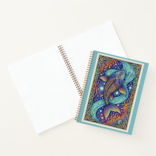 Celestial Koi Stream Zentangle Fantasy Journal ノートブック (内部)