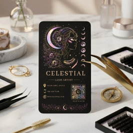 Celestial Lash Artist Luxury Black Gold QR Beauty 名刺