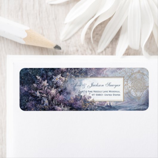 Celestial Lavender Cosmic Gilded Botanical ラベル (インサイチュ)