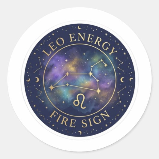  Celestial Leo Energy Zodiac Constellation Sticker ラウンドシール (正面)