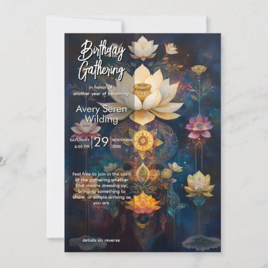 Celestial Light | Lotus Flower Design 招待状 (正面)