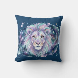 Celestial Lion Galaxy Watercolor Throw Pillow クッション