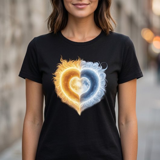 Celestial Love Sun Moon Heart T-Shirt Tシャツ