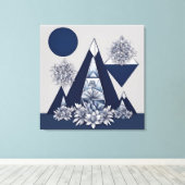 Celestial midnight bloom geometric AI art  キャンバスプリント (インサイチュ (ウッドフロア))
