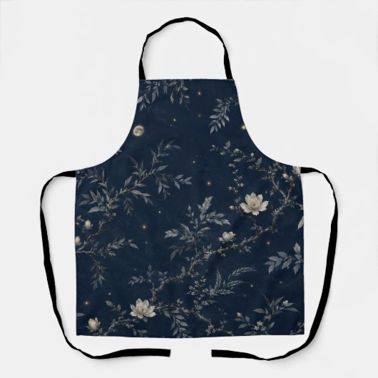Celestial Midnight Garden Floral Navy Apron エプロン (正面)