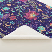 Celestial Midnight Lotus Floral Pattern Blanket シェルパブランケット (3/4)