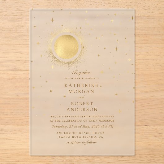 Celestial Midnight Moon Wedding アクリル招待状 (正面)