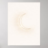 Celestial Minimal Moon Wall Art – Beige Crescent ポスター (正面)